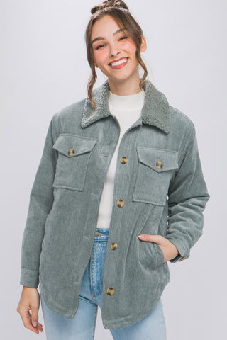 CORDUROY JACKET WITH SHERPA COLLAR LINING (4 colors)