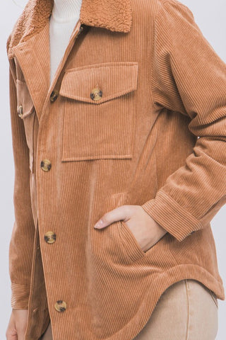 CORDUROY JACKET WITH SHERPA COLLAR LINING (4 colors)