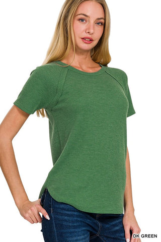 BABY WAFFLE SHORT SLEEVE TOP (3 COLORS)