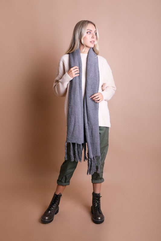 ULTRA SOFT BOUCLE TASSEL SCARF (2 colors)
