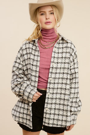 ANNABELLE HOUNDSTOOTH SHACKET (2 COLORS)