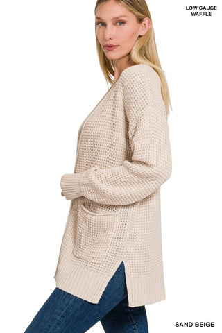 WAFFLE OPEN CARDIGAN (3 COLORS)