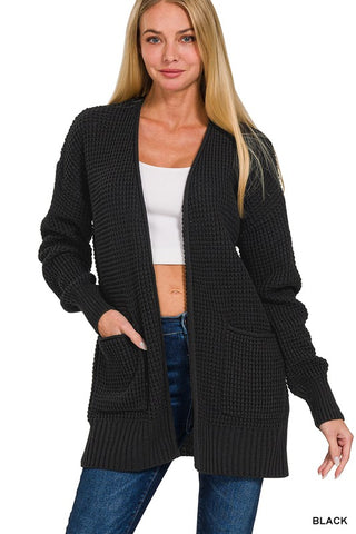 WAFFLE OPEN CARDIGAN (5 COLORS) S-XL