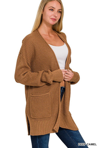 WAFFLE OPEN CARDIGAN (3 COLORS)