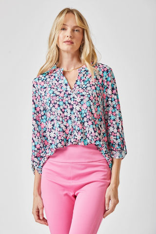 LIZZY  WRINKLE FREE PRINT BLOUSE ( 2 COLORS) S-L