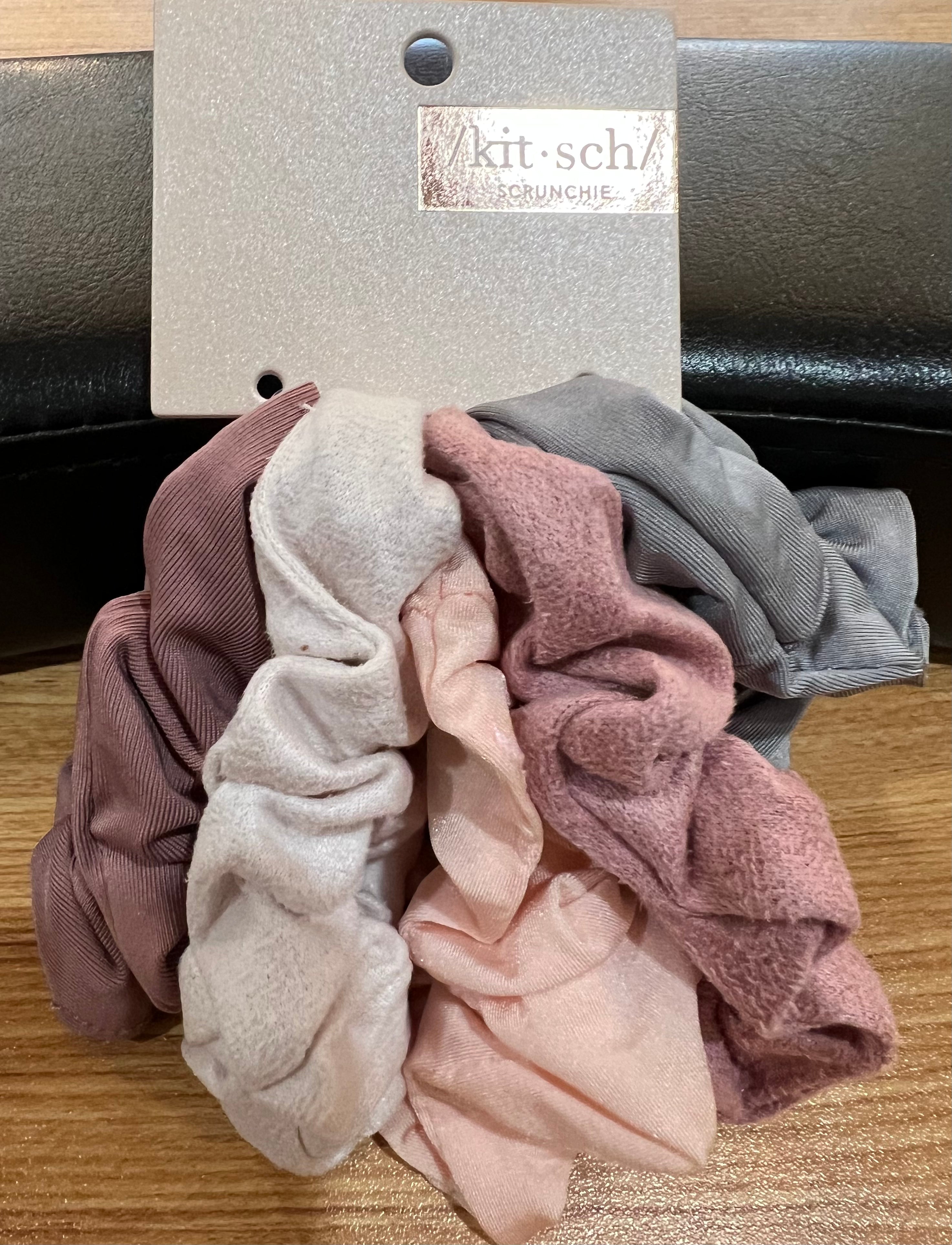 Assorted Textured Scrunchies 5pc Set ( 2 COLORED SETS)