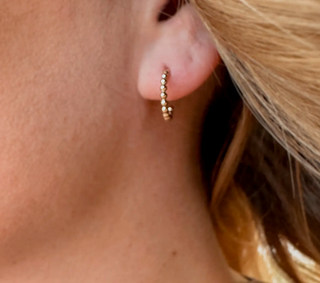 Beaded Huggie Hoop Earrings - Minimalist, Hypoallergenic