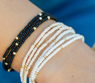 Triple Layer Seed Bead and Gold Bead Pulley Bracelets ( 3 COLORS)