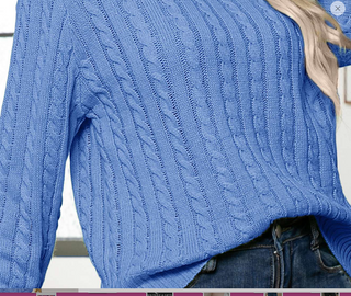 ROUND NECK CABLE KNIT SWEATER (2 COLORS)
