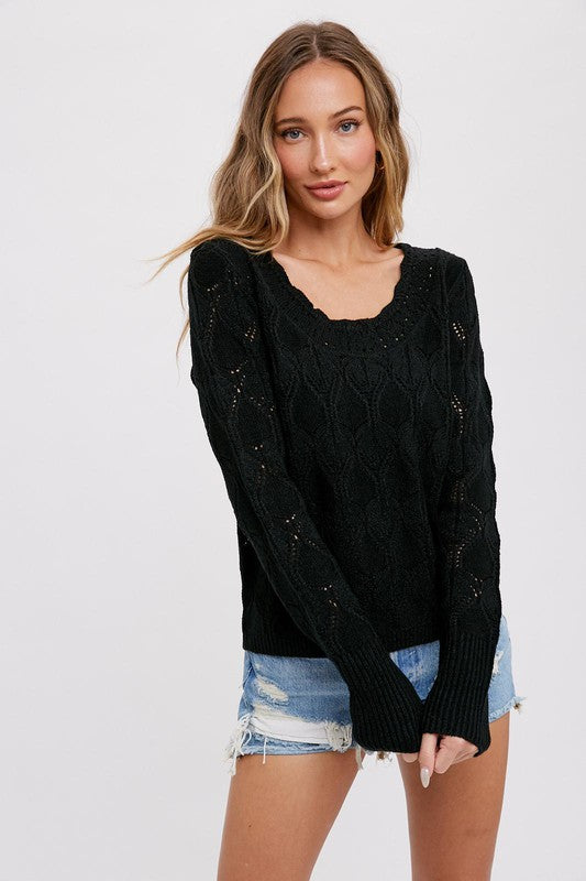 LACE BACK PULLOVER