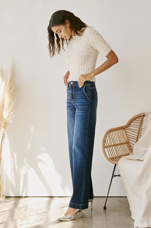 HIGH RISE TROUSER WIDE LEG JEAN By Kan Can