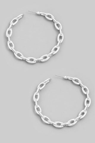 Cable Chain Link Hoop Earrings