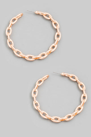 Cable Chain Link Hoop Earrings
