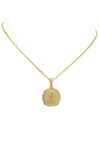 Gold Coin Pendant Chain Necklace