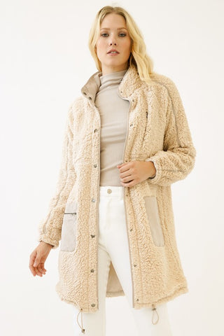 Long Line Fleece Jacket with Pocket Details