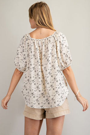 CREPE LACE FRONT LOOSE FIT TOP