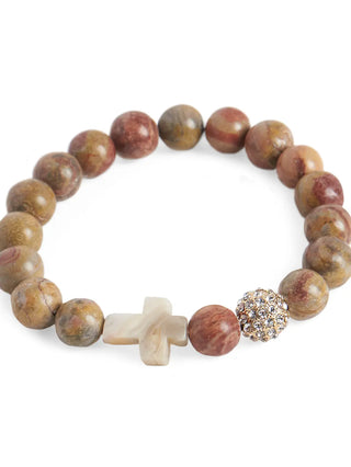Gemstone with Stretch Cross Bracelet