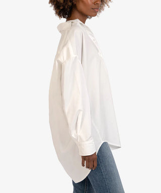 Tyra Cotton Oversized Button Down Shirt By KUT
