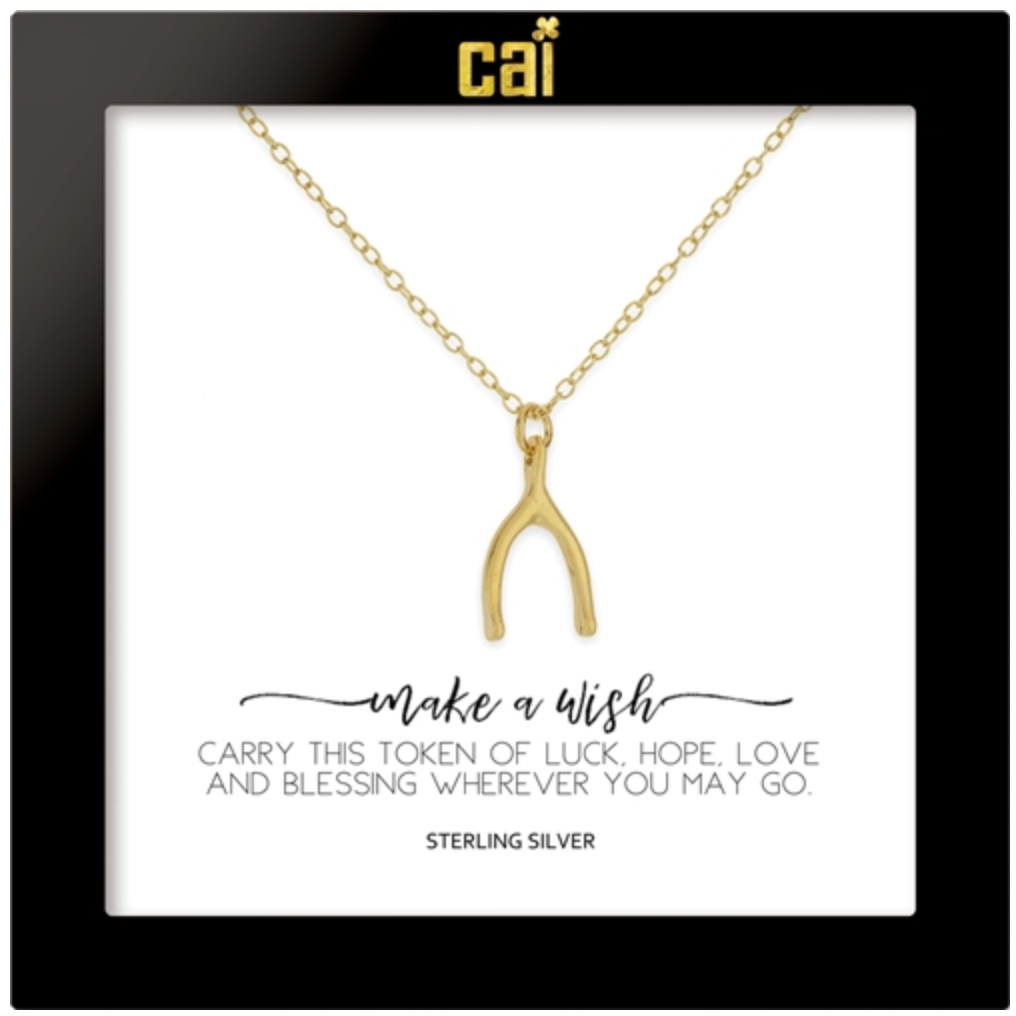 Gold Make A Wish Wishbone Necklace