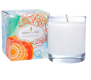 Lotus Blossom Acai Soy Candle in CLEAR glass 11 oz
