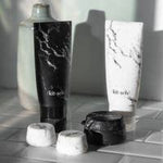 Refillable Silicone Bottle 2PC Set - Black & White Marble